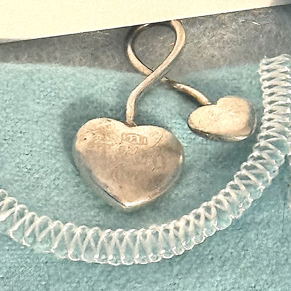 Vintage Tiffany Sterling Double Puffy Heart Open Slide Pendant ONLY 1 FOR SALE - Picture 5 of 14